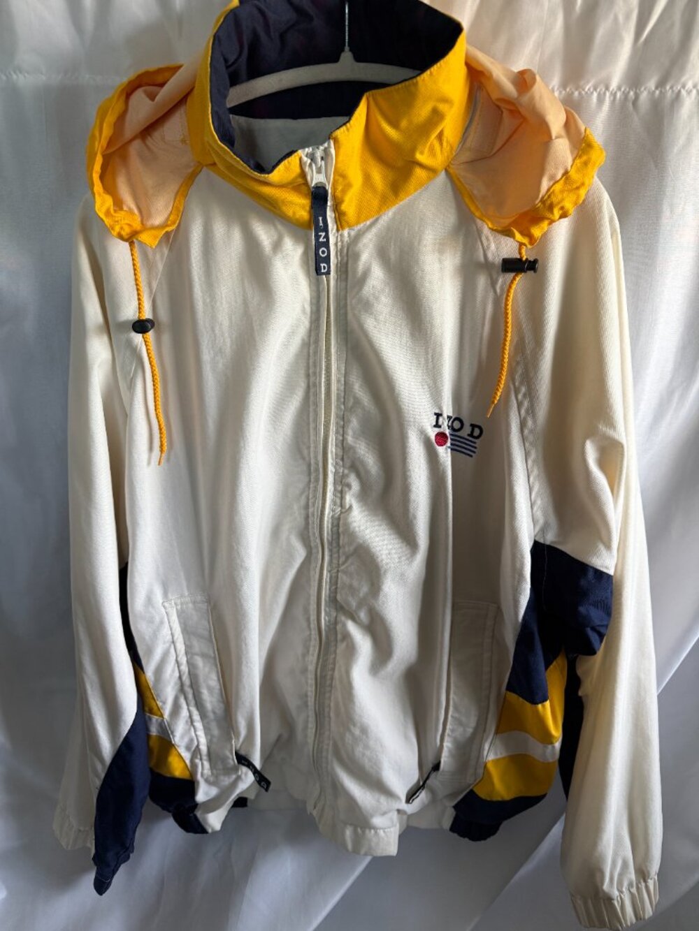 Vintage IZOD Windbreaker Jacket Mens L Colorblock 90s Preppy Retro
